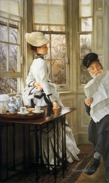 James Tissot Painting - Reading the News James Jacques Joseph Tissot
